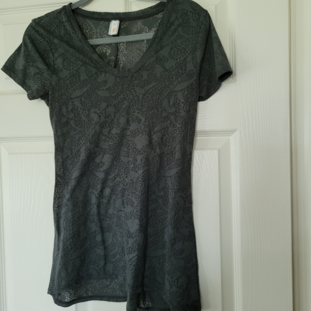 Lucy Womens Dark Green and Black Burnout Top